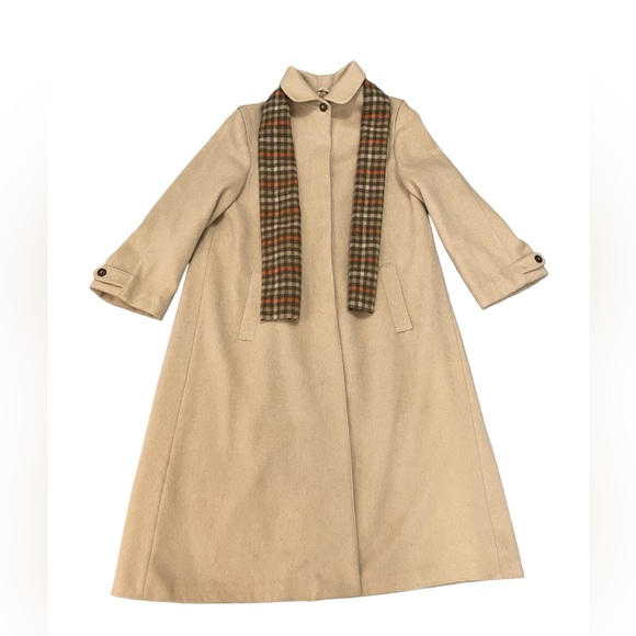 Nina Hazan Women's Wool Trench Coat Tan Button Closure - Picture 3 of 15